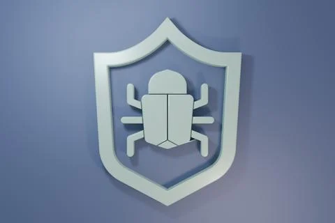 Grey System bug concept icon isolated on purple-blue background. Code bug c.. Stock Illustration