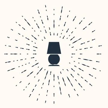 Grey Table lamp icon isolated on beige background. Desk lamp. Abstract circle Stock Illustration