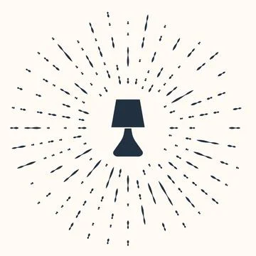 Grey Table lamp icon isolated on beige background. Desk lamp. Abstract circle Stock Illustration