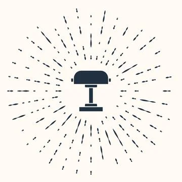 Grey Table lamp icon isolated on beige background. Desk lamp. Abstract circle Stock Illustration