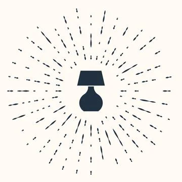 Grey Table lamp icon isolated on beige background. Desk lamp. Abstract circle Stock Illustration