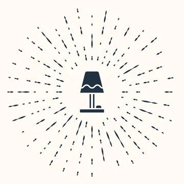 Grey Table lamp icon isolated on beige background. Abstract circle random dots Stock Illustration