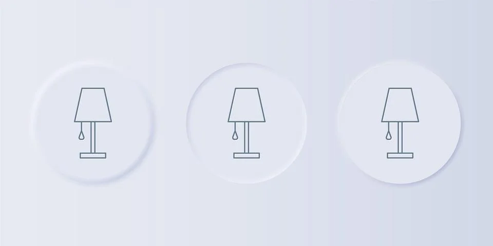 Grey Table lamp icon isolated on grey background. Set icons in square butto.. Stock Illustration