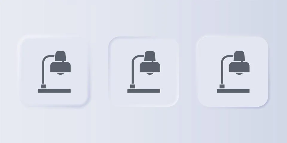 Grey Table lamp icon isolated on grey background. Set icons in square butto.. Stock Illustration