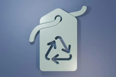 Grey Tag with recycle symbol icon isolated on purple-blue background. Banne.. Stock Illustration