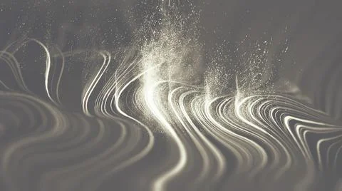 Grey tech background abstract wave with particles and smoke. Geometric 스톡 일러스트