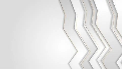 Grey tech geometric curved stripes with golden lines Illustrazione stock