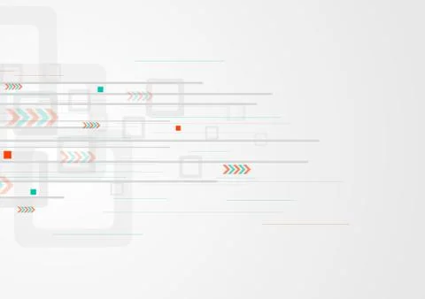 Grey tech minimal background with squares and arrows Illustrazione stock