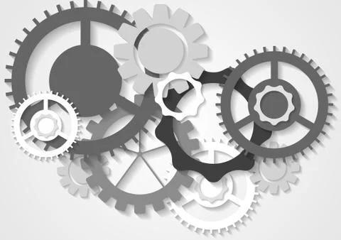 Grey tech vector gears mechanism background イラスト素材