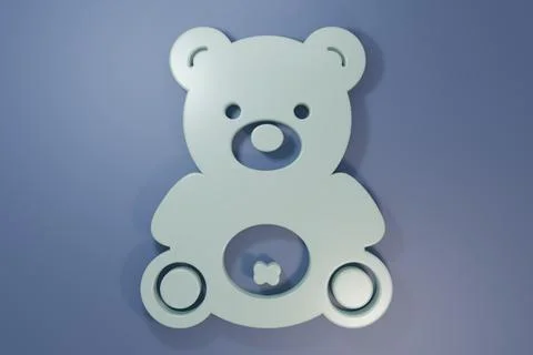 Grey Teddy bear plush toy icon isolated on purple-blue background. Minimali.. Stock Illustration