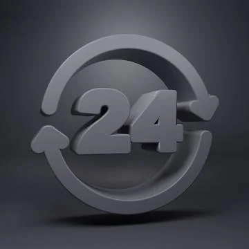 Grey Telephone 24 hours support icon isolated on grey background. All-day c.. Stock Illustration