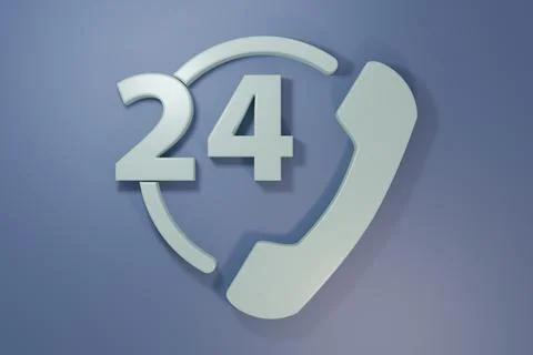 Grey Telephone 24 hours support icon isolated on purple-blue background. Al.. Stock Photos