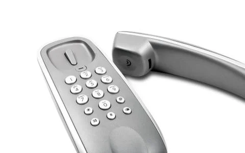 Grey telephone with clipping path Stock Photos