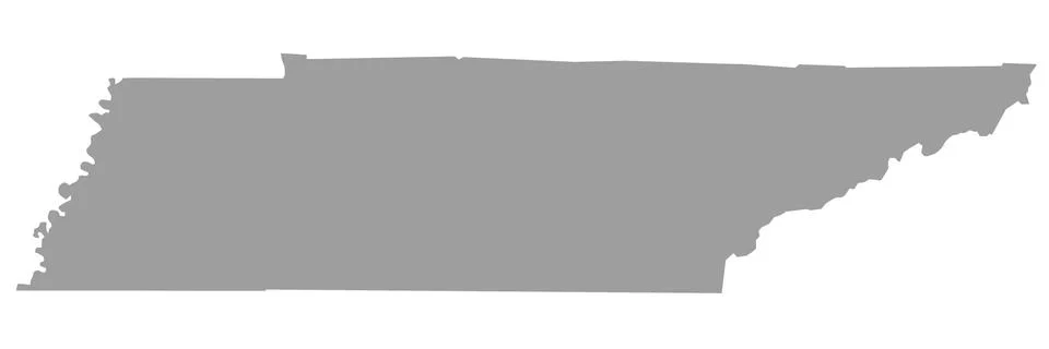 Grey Tennessee solid map. blank Map, empty map of Tennessee Stock Illustration