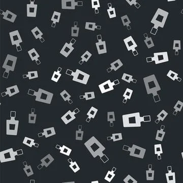 Grey Tequila bottle icon isolated seamless pattern on black background. Mex.. Stock Illustration