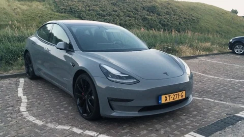 Grey Tesla Electronic Mobility Car Stock Footage 111737402