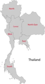 Grey Thailand map Stock Illustration