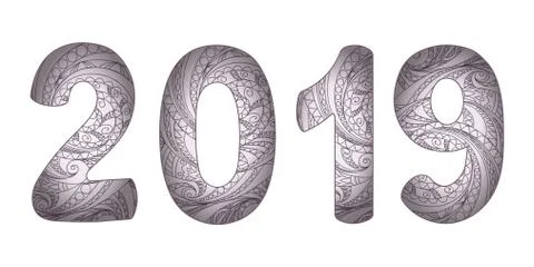 Grey three-dimensional patterned 2019 Illustrazione stock