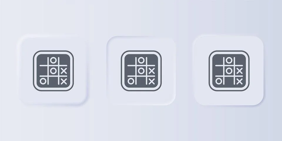 Grey Tic tac toe game icon isolated on grey background. Set icons in square.. Stock Illustration