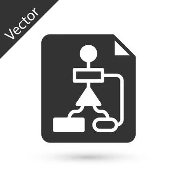 Grey Tile flowchart for program design or process management plan icon isolated Illustrazione stock