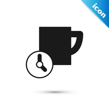 Grey Time management icon isolated on white background. Clock and coffee cup Stock-Illustration