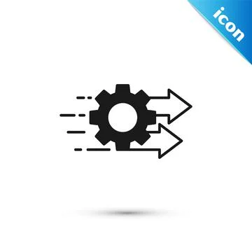 Grey Time management icon isolated on white background. Clock and gear sign Stock-Illustration