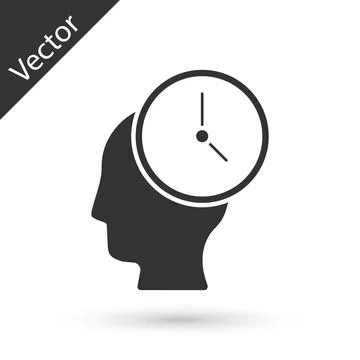 Grey Time Management icon isolated on white background. Clock and gear sign.. Stock-Illustration