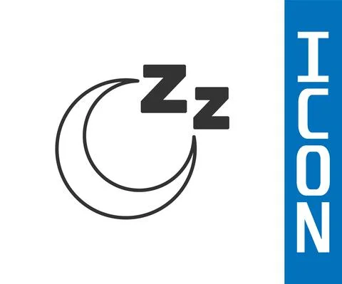 Grey Time to sleep icon isolated on white background. Sleepy zzz. Healthy Stock Illustration