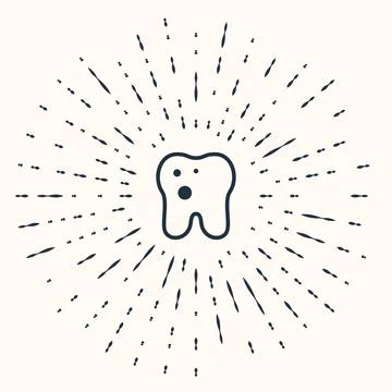 Grey Tooth with caries icon isolated on beige background. Tooth decay. Abstract Stock Illustration