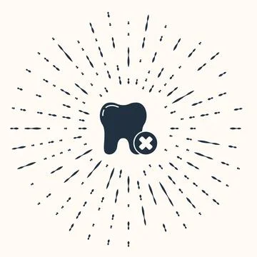Grey Tooth with caries icon isolated on beige background. Tooth decay. Abstract Stock Illustration