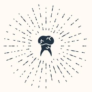 Grey Tooth with caries icon isolated on beige background. Tooth decay. Abstract Stock Illustration