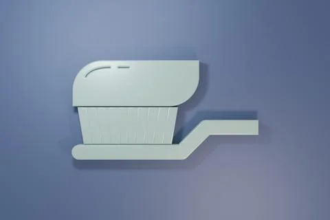 Grey Toothbrush with toothpaste icon isolated on purple-blue background. Mi.. Stock Photos