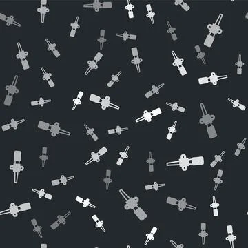 Grey Torch flame icon isolated seamless pattern on black background. Symbol fire イラスト素材