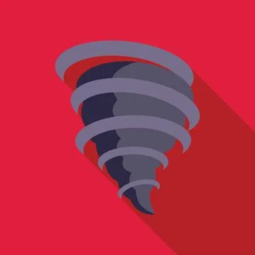 Grey tornado rotating with long shadow on red background Illustrazione stock