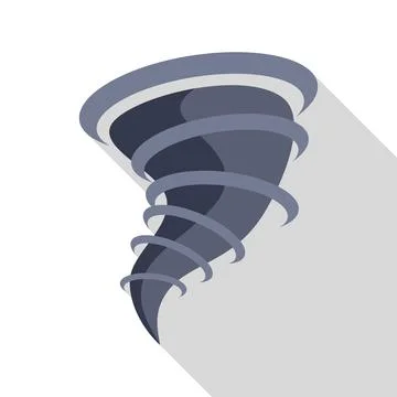 Grey tornado rotating with long shadow on white background Stock Illustration