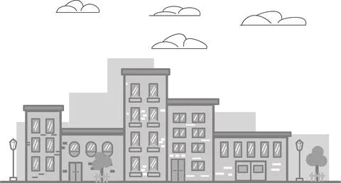 Grey town on a white background. Stock Illustration