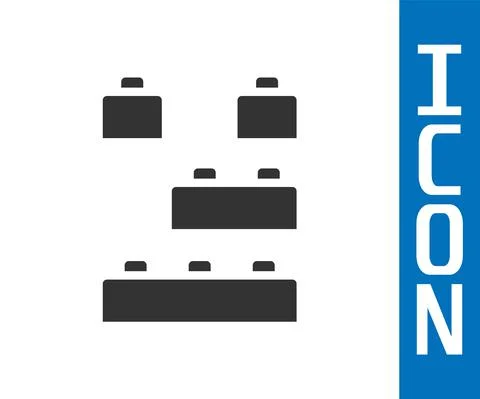 Grey Toy building block bricks for children icon isolated on white background Ilustración de archivo