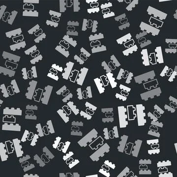 Grey Toy building block bricks for children icon isolated seamless pattern on Stockillustratie