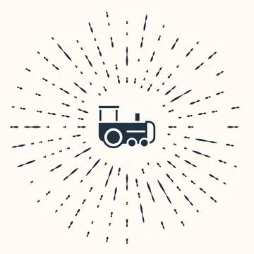 Grey Toy train icon isolated on beige background. Abstract circle random do.. Stock Illustration