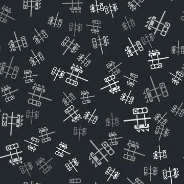 Grey Traffic light icon isolated seamless pattern on black background. Vector Stock Illustration