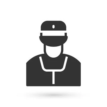 Grey Train conductor icon isolated on white background. Vector Stock Illustration