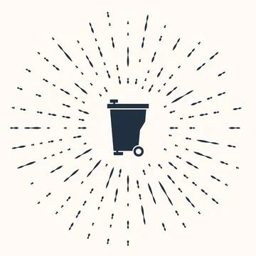 Grey Trash can icon isolated on beige background. Garbage bin sign. Recycle b Stock Illustration