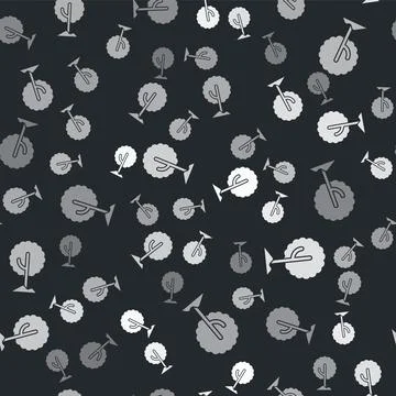 Grey Tree icon isolated seamless pattern on black background. Forest symbol Stock Illustration