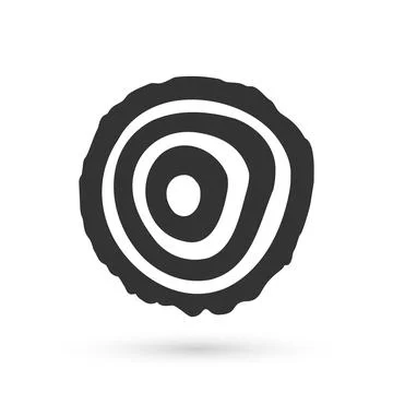 Grey Tree rings icon isolated on white background. Wooden cross section. Vector Stockillustratie