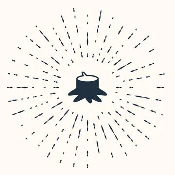 Grey Tree stump icon isolated on beige background. Abstract circle random dot Stock Illustration