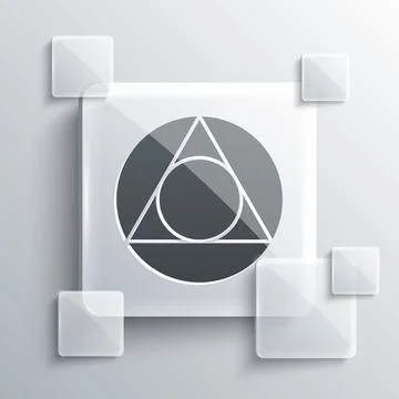 Grey Triangle math icon isolated on grey background. Square glass panels. Vector Stock Illustration