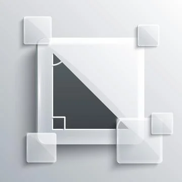 Grey Triangle math icon isolated on grey background. Square glass panels. Vector Stock Illustration