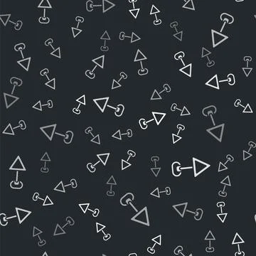 Grey Triangle warning blank icon isolated seamless pattern on black background Illustrazione stock