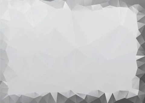 Grey Triangles Crystal Frame On Abstract White Geometric Gradient Polygonal Stock Illustration