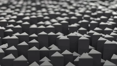 Grey triangular pillars with pointed tops moving in animation Stock Footage 333831246